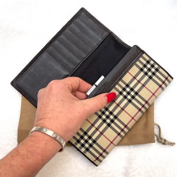 Burberry London Vintage Nova Check Beige bifold kiss lock weallet - Picture 4 of 12